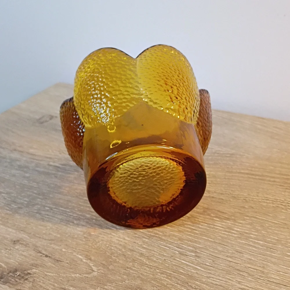 Viking Amber Gold Pressed Flower Tea Light Holder
